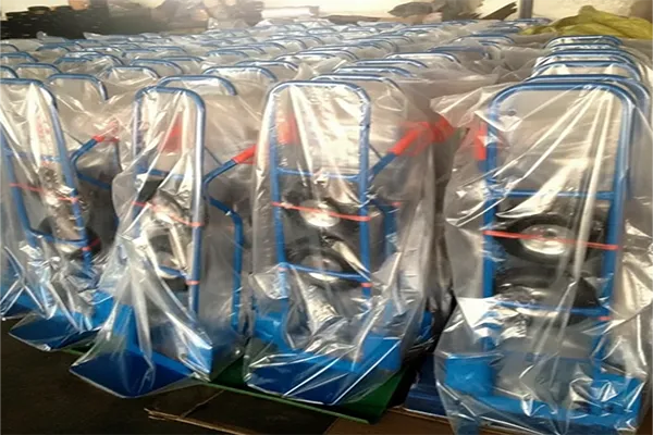 hand trucks with plastic package bags