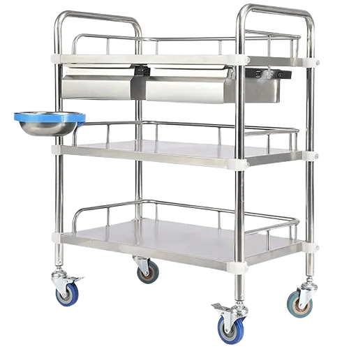 Medical-Grade Stainless Steel Specimen Cart with Silent Casters