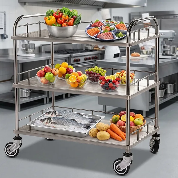 Antistatic Stainless Steel Lab Cart for Pharmaceutical Research 3