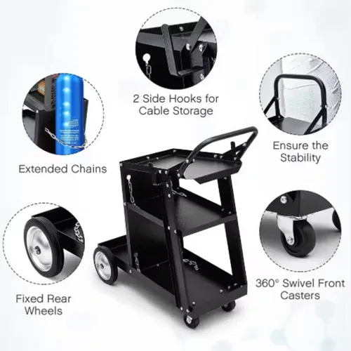 Industrial Welding Cart with Lockable Swivel Casters for Workshop--XY-WC-3T-SW